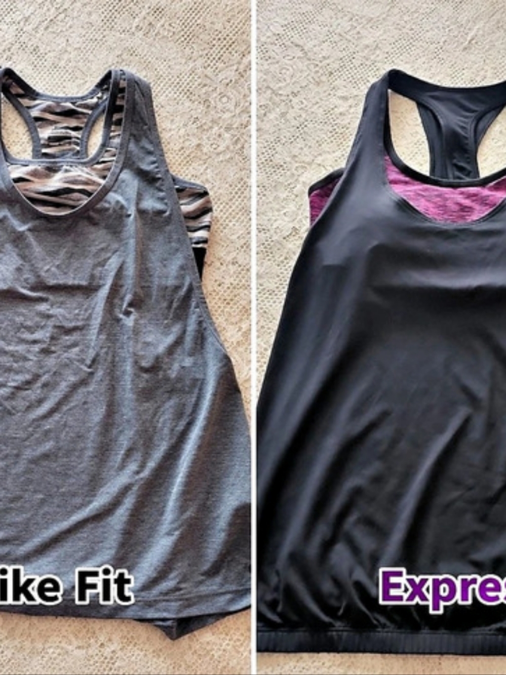 Express Women'Small Abstract Racerback Tank Gray & Pink Size Small NWT